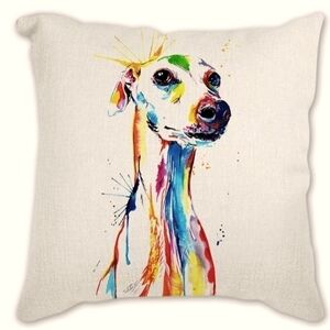 Greyhound Whippet Dog 18" Vibrant Watercolor Decorative Throw Pillow Case Cover